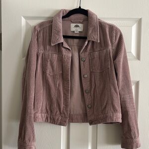 Pink Corduroy Jean Jacket Cropped